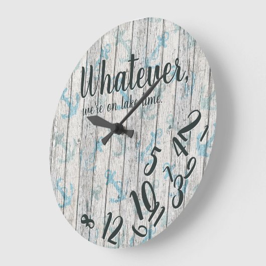 Lake Time Rustic Wood Funny Retirement Lake Home Grote Klok (Hoek)