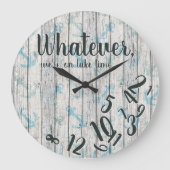 Lake Time Rustic Wood Funny Retirement Lake Home Grote Klok (Voorkant)