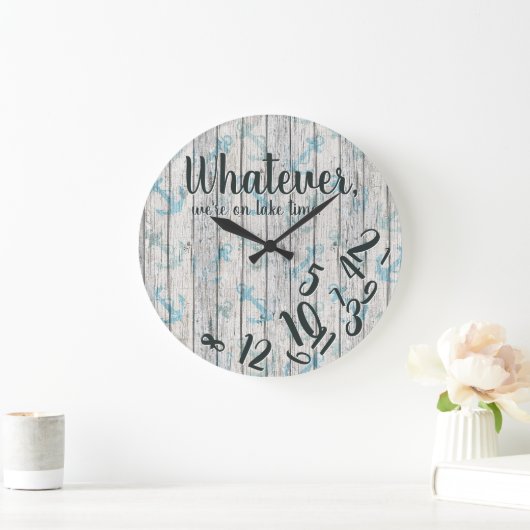 Lake Time Rustic Wood Funny Retirement Lake Home Grote Klok (Huis)