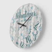 Lake Time Rustic Wood Funny Retirement Lake Home Grote Klok (Hoek)