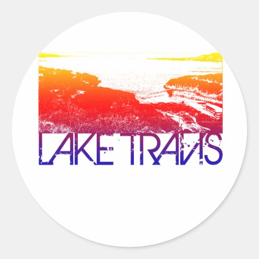 Lake Travis Skyline Design Ronde Sticker (Voorkant)