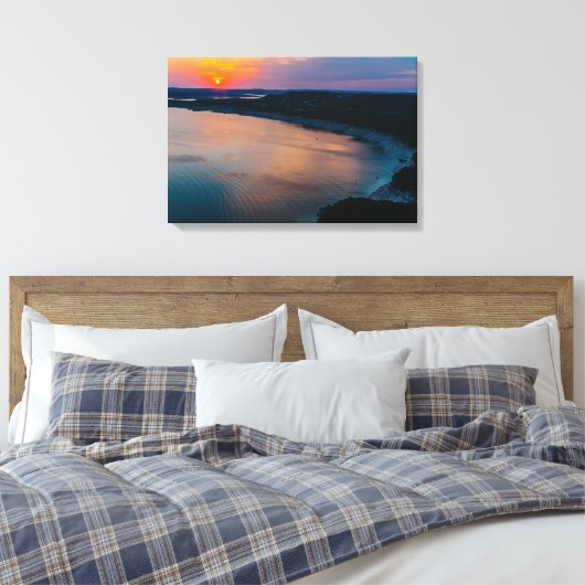 Lake Travis Sunset Canvas Afdruk (Insitu (Slaapkamer))