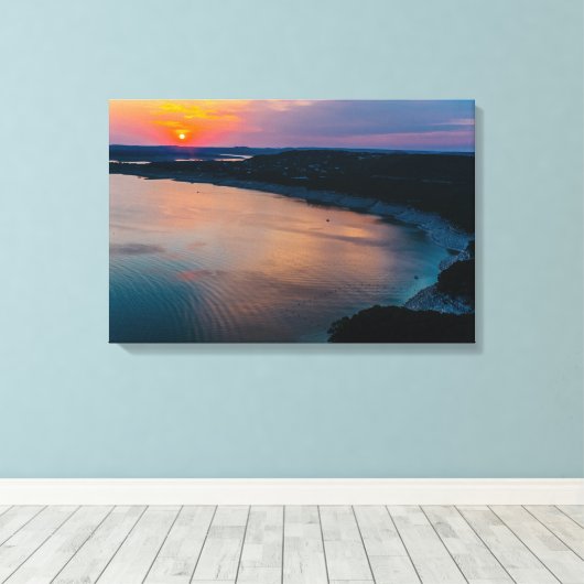 Lake Travis Sunset Canvas Afdruk (Insitu (Houten vloer))
