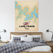 Lake Travis Texas-kaart Canvas Afdruk (Insitu (Slaapkamer))
