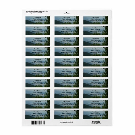 Lake Uitzicht Adresetiketten Etiket (Full Sheet)