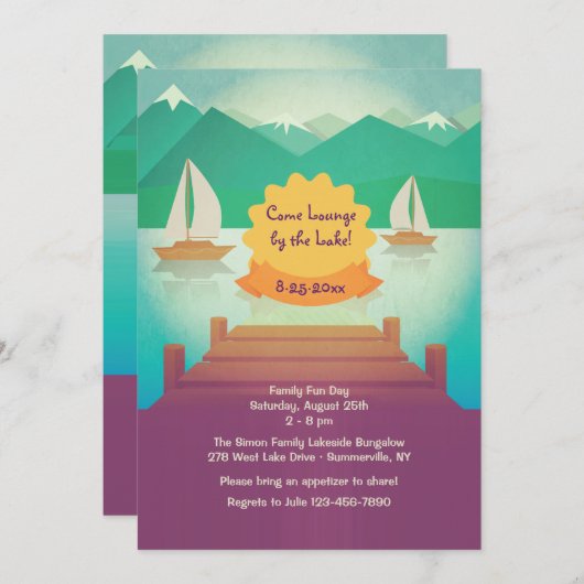 Lake Uitzicht Invitation Kaart (Voorkant / Achterkant)