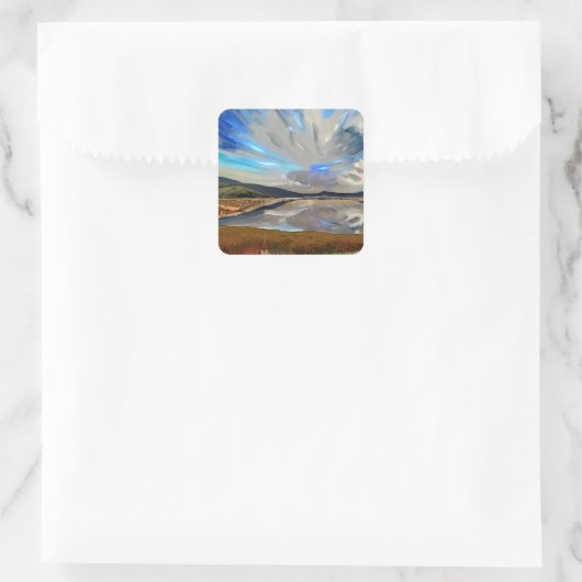 LAKE UITZICHT VIERKANTE STICKER (Tas)