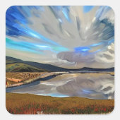 LAKE UITZICHT VIERKANTE STICKER (Voorkant)