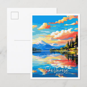 Lake Varese Italië vintage reisillustratie Briefkaart