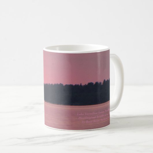 Lake Vermilion Sunset Pink Rose Linker Koffiemok (Voorkant rechts)