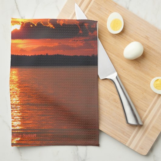 Lake Vermilion Sunset Theedoek (Quarter Fold)