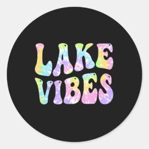 Lake Vibes Funny Vissende Varen Vrouwen Gir Ronde Sticker
