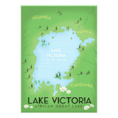 Lake Victoria Map - Afrika Great Lake reiskunst. Foto Afdruk (Voorkant)