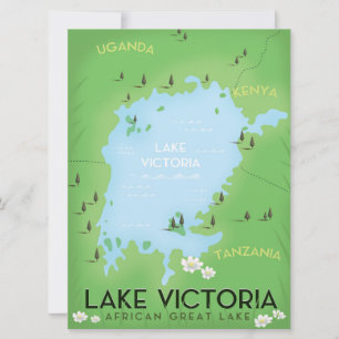 Lake Victoria Map - Afrika Great Lake reiskunst. Kaart
