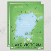 Lake Victoria Map - Afrika Great Lake reiskunst. Kaart (Voorkant / Achterkant)