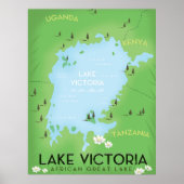 Lake Victoria Map - Afrika Great Lake reiskunst. Poster (Voorkant)
