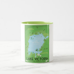 Lake Victoria Map - Afrika Great Lake reiskunst. Tweekleurige Koffiemok