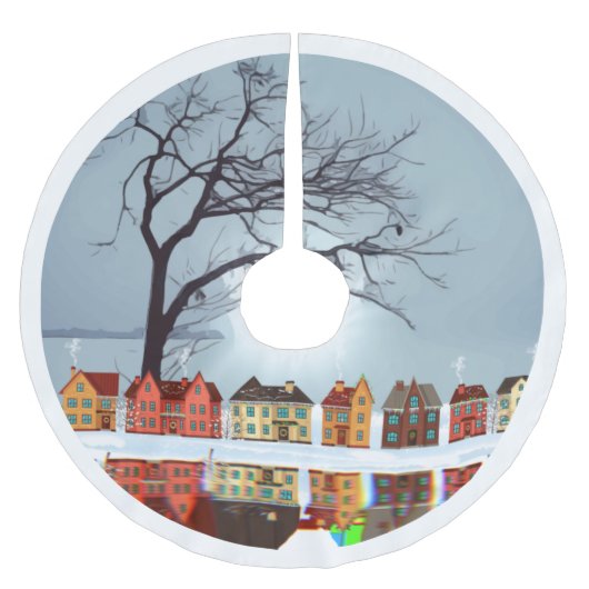 Lake Village Reflection Brushed Polyester Tree Ski Kerstboom Rok (Voorkant)