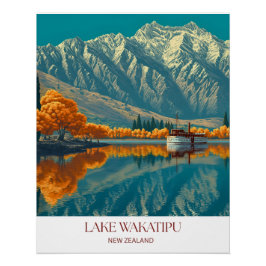 Lake Wakatipu Print | Nieuw-Zeelandse Muurkunst Perfect Poster