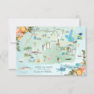 Lake Wales, FL Routekaart bestemming bruiloft Kaart