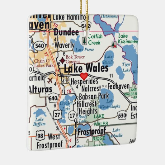 Lake Wales Florida Map Keramisch Ornament (Rechts)