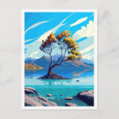 Lake Wanaka Nieuw-Zeeland reisillustratie Briefkaart (Voorkant)