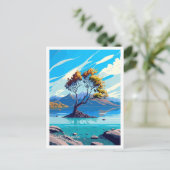 Lake Wanaka Nieuw-Zeeland reisillustratie Briefkaart (Staand voorkant)