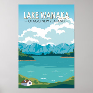 Lake Wanaka Otago New Zealand Travel Art Poster