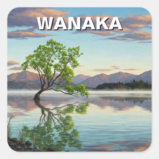 Lake Wanaka Tree Nieuw-Zeeland reizen Vierkante Sticker (Voorkant)
