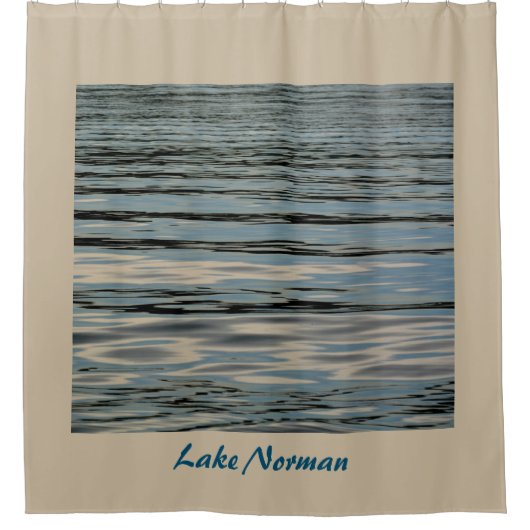 Lake Water Beige Blauw Zwart Douchegordijn (Voorkant)