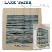 Lake Water Beige Blauw Zwart Douchegordijn