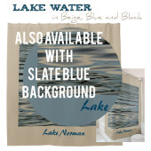 Lake Water Beige Blauw Zwart Douchegordijn