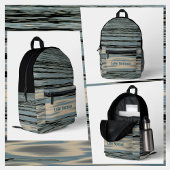 Lake Water Blauw Beige Black Wavy Stripes Bedrukte Rugzak