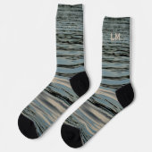 Lake Water Blue beige Black met Initialen Sokken (Links)