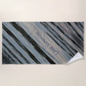 Lake Water Blue en Black Diagonal Natuurlijke Stre Strandlaken (Voorkant)