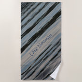 Lake Water Blue en Black Diagonal Natuurlijke Stre Strandlaken (Voorkant)