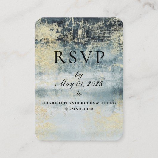 Lake Water Green & Gold Painting Online RSVP Card Contactkaartje (Voorkant)