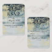 Lake Water Green & Gold Painting Online RSVP Card Contactkaartje (Voorkant / Achterkant)
