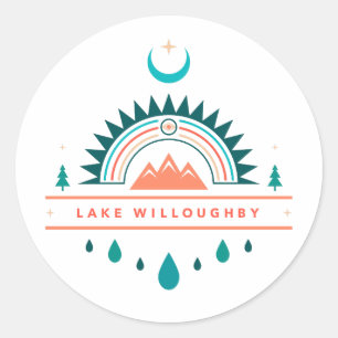 Lake Willoughby Boho regenboogmaan Ronde Sticker