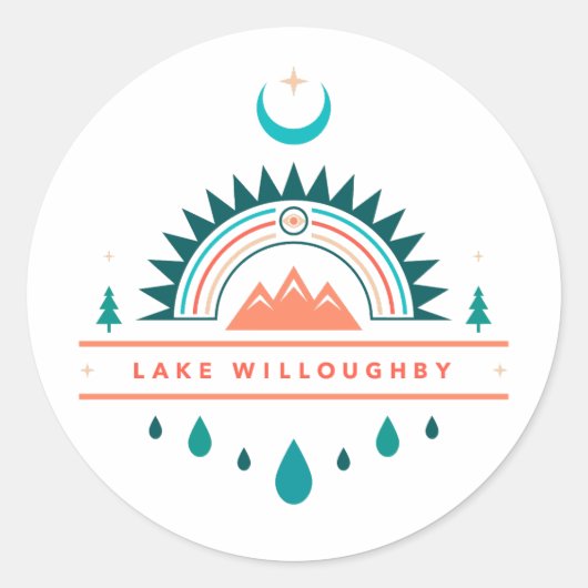 Lake Willoughby Boho regenboogmaan Ronde Sticker (Voorkant)
