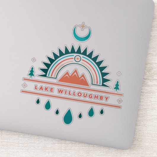 Lake Willoughby Boho regenboogmaan sticker (Detail)