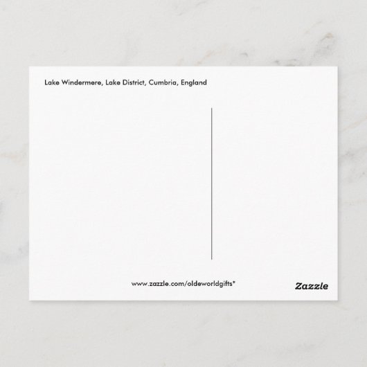 Lake Windermere I, Lake District, Cumbria, Engelan Briefkaart (Achterkant)