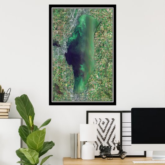 Lake Winnebago Wisconsin Satellite Poster Map (Thuiskantoor)