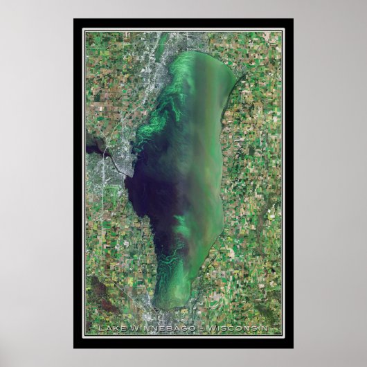 Lake Winnebago Wisconsin Satellite Poster Map (Voorkant)