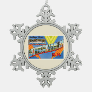 Lake Winnipesaukee #2 New Hampshire NH Old Travel Tin Sneeuwvlok Ornament