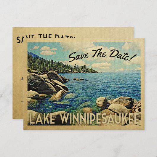 Lake Winnipesaukee bewaar de datum van  Briefkaart (Voorkant / Achterkant)