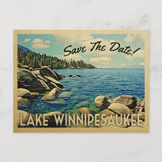 Lake Winnipesaukee bewaar de datum van  Briefkaart (Voorkant)