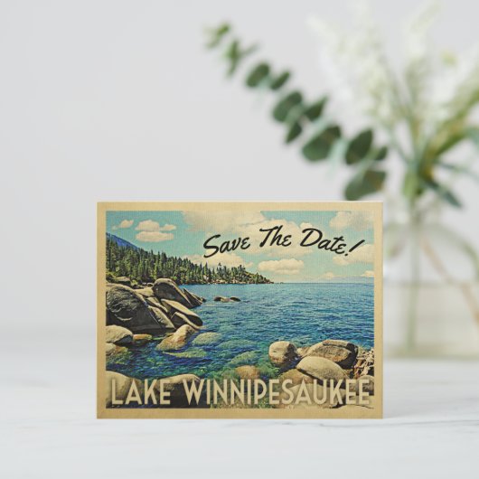 Lake Winnipesaukee bewaar de datum van  Briefkaart (Staand voorkant)