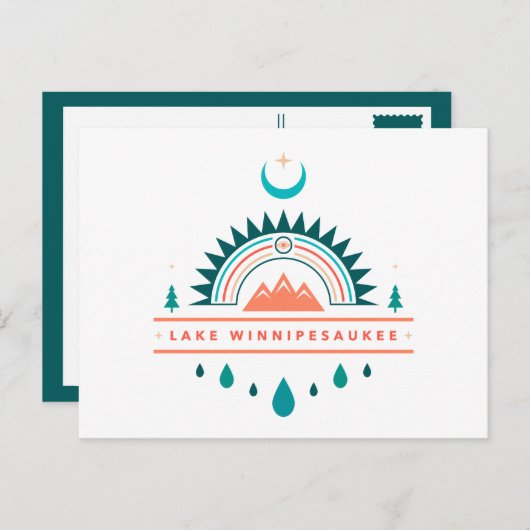 Lake Winnipesaukee Boho Regenboog Maan Briefkaart (Voorkant / Achterkant)