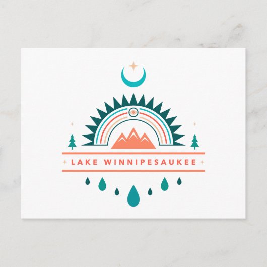 Lake Winnipesaukee Boho Regenboog Maan Briefkaart (Voorkant)
